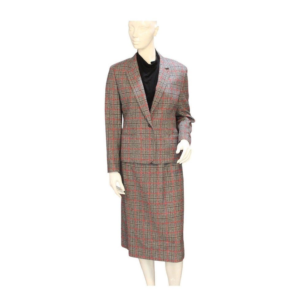 Pendleton Virgin Wool Plaid Skirt‎ Suit USA Made Size 10 Vintage 90s